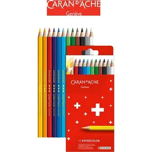 Colored pencils Caran d’Ache Swisscolor, set of 12, cardboard box