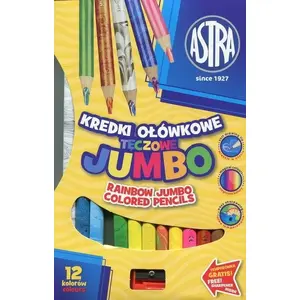 Colored pencils Astra Jumbo 12 colours — triangular jumbo pencils for children, set of 12