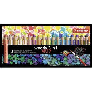 Watercolour pencils Stabilo woody 3 in 1 — 18 pcs, multicolour, PEFC, made in Czech Republic