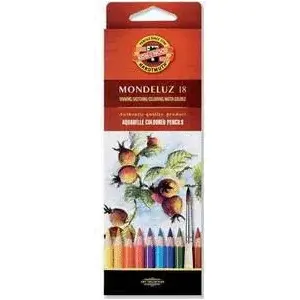 Colored pencils KOH-I-NOOR Mondeluz 18 colors — set of 18 artist-quality wax-based pencils