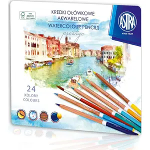 Watercolor Pencils Astra Prestige 24 colors — cedar wood construction, blendable pigments