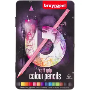 Color pencil tin BRUYNZEEL SAKURA soft grip — set of 12 colours