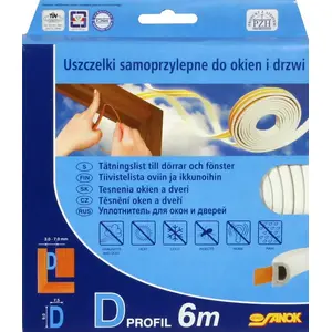 Gumijas blīve Stomil Sanok USZ 6 E BI — balta, 6 m ruļļa, 1 gab.