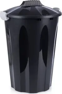 Trash bin Vilde plastic black 40 L — round household waste container