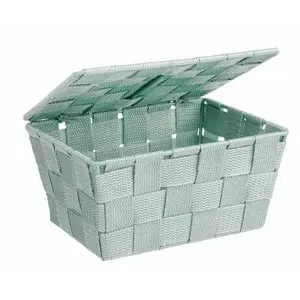 Storage basket WENKO Adria with lid, rectangular, mint, 190×140×100 mm