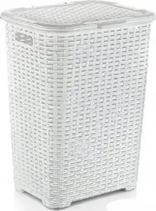 Laundry bin Katex RATTAN 60 L white — 435×337×602 mm
