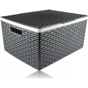 Basket with lid Katex RATTAN 41x34x20 cm