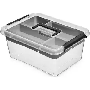 Plastic Storage Container with Lid and 4 Compartments ORPLAST SimpleStore 12.5 L with Handle
