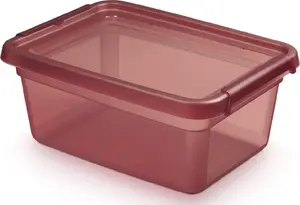 Storage box with lid and clips 28×38×16 cm 12.5 L Rhubarb pattern, No name