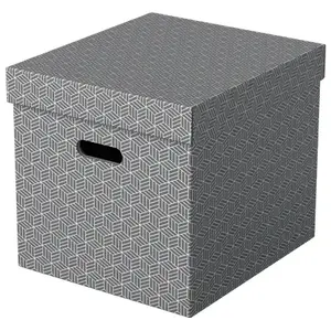 Storage box cube ESSELTE Home, set of 3, cardboard, grey, 320×315×365 mm, FSC