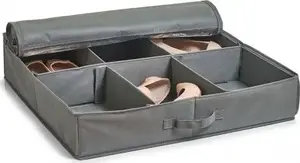 Shoe storage box ZELLER 60×60×13 cm, gray — compact organizer for shoes and accessories