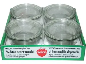 Стеклянная банка Weck 10583 цилиндрическая прозрачная, упаковка 4 шт., 121002