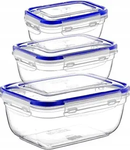 Food storage container set Katex PROSTOKĄT — transparent rectangular containers 400, 800, 1400 ml