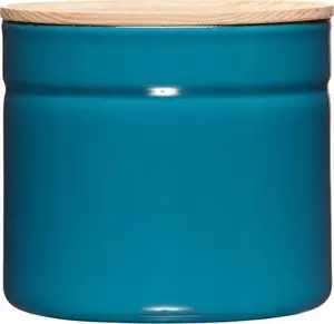 Kitchen storage container RIESS R-2174-200 with wooden lid, capacity 1.3 L, Silent Blue