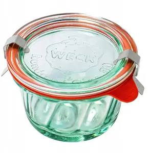 Glass jars WECK Słoik Bakery 165 ml set of 12 with lids and handles (2 lids each)
