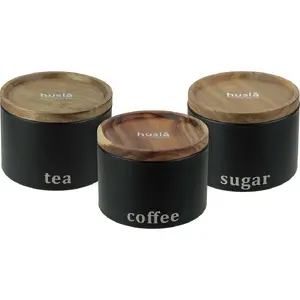Kitchen storage container set Husla 73949 black — multiple airtight containers for food storage