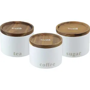 Kitchen storage container set Husla model 73948, white, multi-piece kitchen canisters
