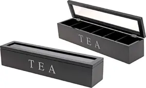 Tējas kaste EXCELLENT HOUSWARE C37800110 — koka tējas organizators ar 6 nodalījumiem