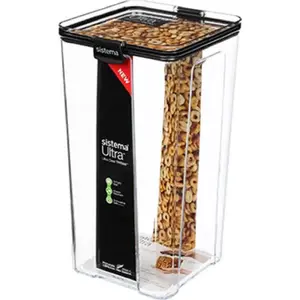 Контейнер для еды sistema Tritan Ultra Square 4 л, пластиковый бокс для хранения, крышка с герметичным уплотнителем