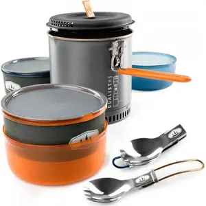 Camping pot set GSI Outdoors HALULITE DUALIST HS anodized — lightweight two-piece cookware