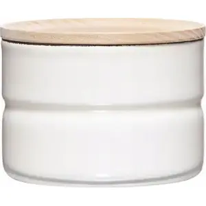 Container with wooden lid RIESS R-2171-212, enamel steel 0.2 L, Pure White
