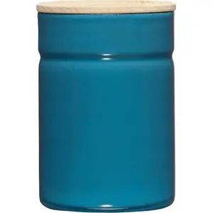 Kitchen storage container RIESS R-2172-200 with wooden lid 0.5 L, Silent Blue