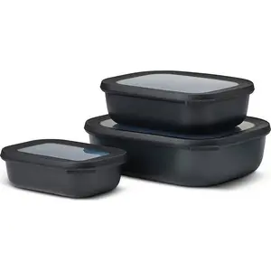 Mepal rectangular bowl set Cirqula — 3 pieces: 500 ml, 1000 ml, 2000 ml, Black