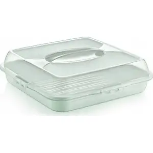 Dunya cake container square 35 cm green — food storage box