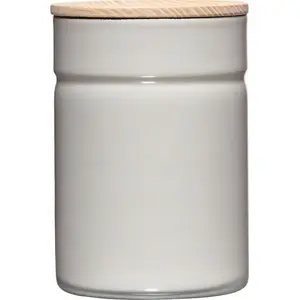 Kitchen storage container RIESS R-2172-211 with wooden lid, 0.5 L, Light Grey