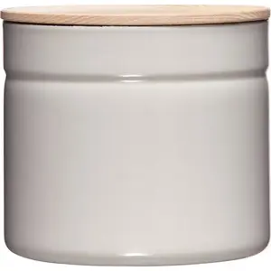 Kitchen storage container RIESS R-2174-211 with wooden lid, 1.3 L, light grey