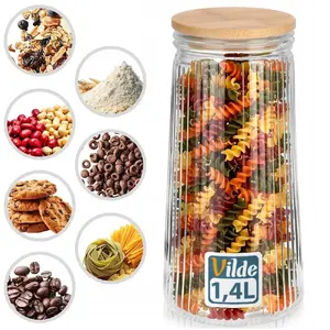Glass storage jar with lid and seal Vilde 1.4 L – airtight container for dry goods