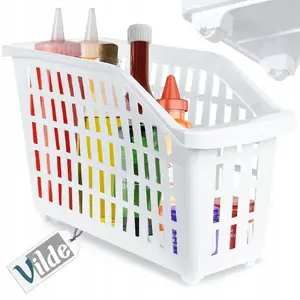 Storage container on wheels Vilde narrow white 13 L – mobile 13-litre organizer