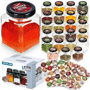 Glass Spice Jar Set Vilde ORI_229193 — 24 pcs with +90 Labels
