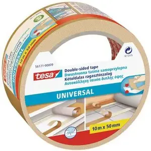 Divpusējā līmlente Tesa 50 mm x 10 m — universāla stipra saķere