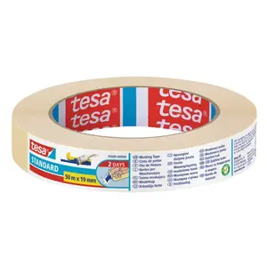 Maskēšanas lente Tesa standard 50 m x 19 mm H0508500 — krāsošanas un vispārīgai lietošanai