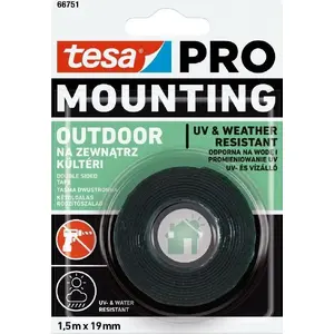 Uzstādīšanas divpusējā putu lente Tesa H6675104 — 1,5 m × 19 mm, āra