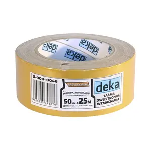 Divpusēja pastiprināta līmlente Deka Gold Strong 50 mm × 25 m, modelis D-300-0046