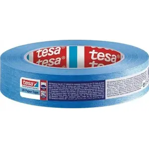 Gleznotāju maskējošā lente Tesa 25 mm x 50 m — zila, ar zemu līmes līmeni krāsošanai