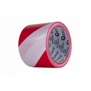 Warning Tape GEKO 100 m x 75 mm white-red — safety marking tape