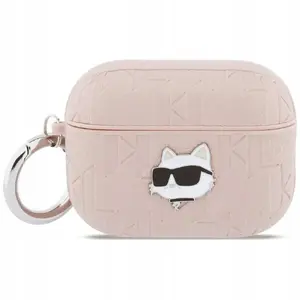 Protective case Karl Lagerfeld Monogram Choupette Head for Apple AirPods Pro 3, pink