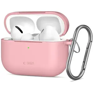 Silikona maciņš ar āķi Apple AirPods Pro 3, Tech-Protect — putekļaini rozā
