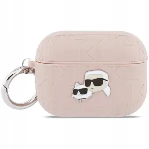 Protective case Karl Lagerfeld for Apple AirPods Pro 3 — Monogram Karl & Choupette Head, pink