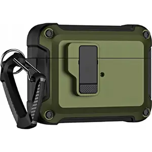 Protective case for AirPods 4 Hurtel Pro Armour Airpods Case with hook — olive