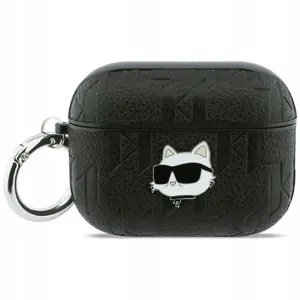 Aizsargcovers Karl Lagerfeld priekš Apple AirPods Pro 3 — Monogram Choupette Head, melns