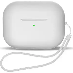 Protective silicone case for AirPods 1 / 2 with wrist strap, Hurtel — white