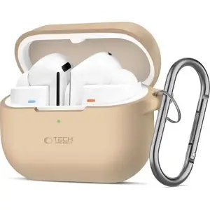 Silikona āķa maciņš Samsung Galaxy Buds 3 / 3 Pro, Tech-Protect — Caffe Latte