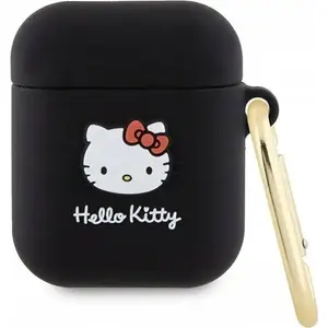 Protective Silicone 3D Kitty Head Case for AirPods 1/2 by Sourcing HKA23DKHSK — Black/Black