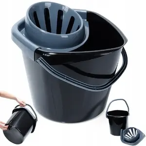 Plastic mop bucket with wringer Vilde 10 L, black