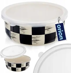 Enamel Bowl with Lid Lumarko SZACHOWNICA 17 cm, 1 L