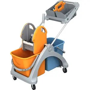 Пластиковая тележка Splast TSK-0006 с двумя контейнерами по 25 л и корзиной